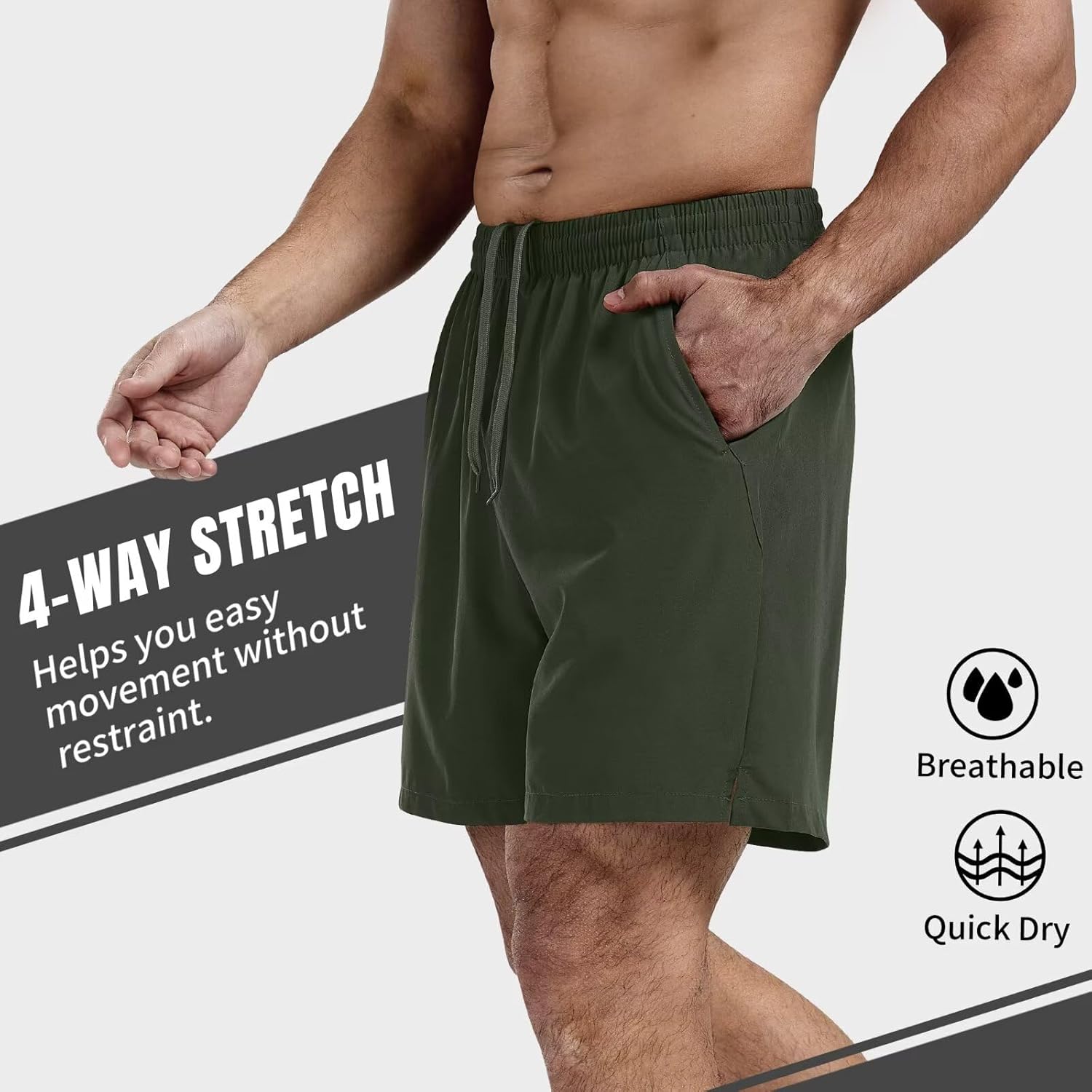 3 Pack Men's Athletic Running Shorts 5 Inch,Quick Dry Gym Workout Shorts with Zip Pockets