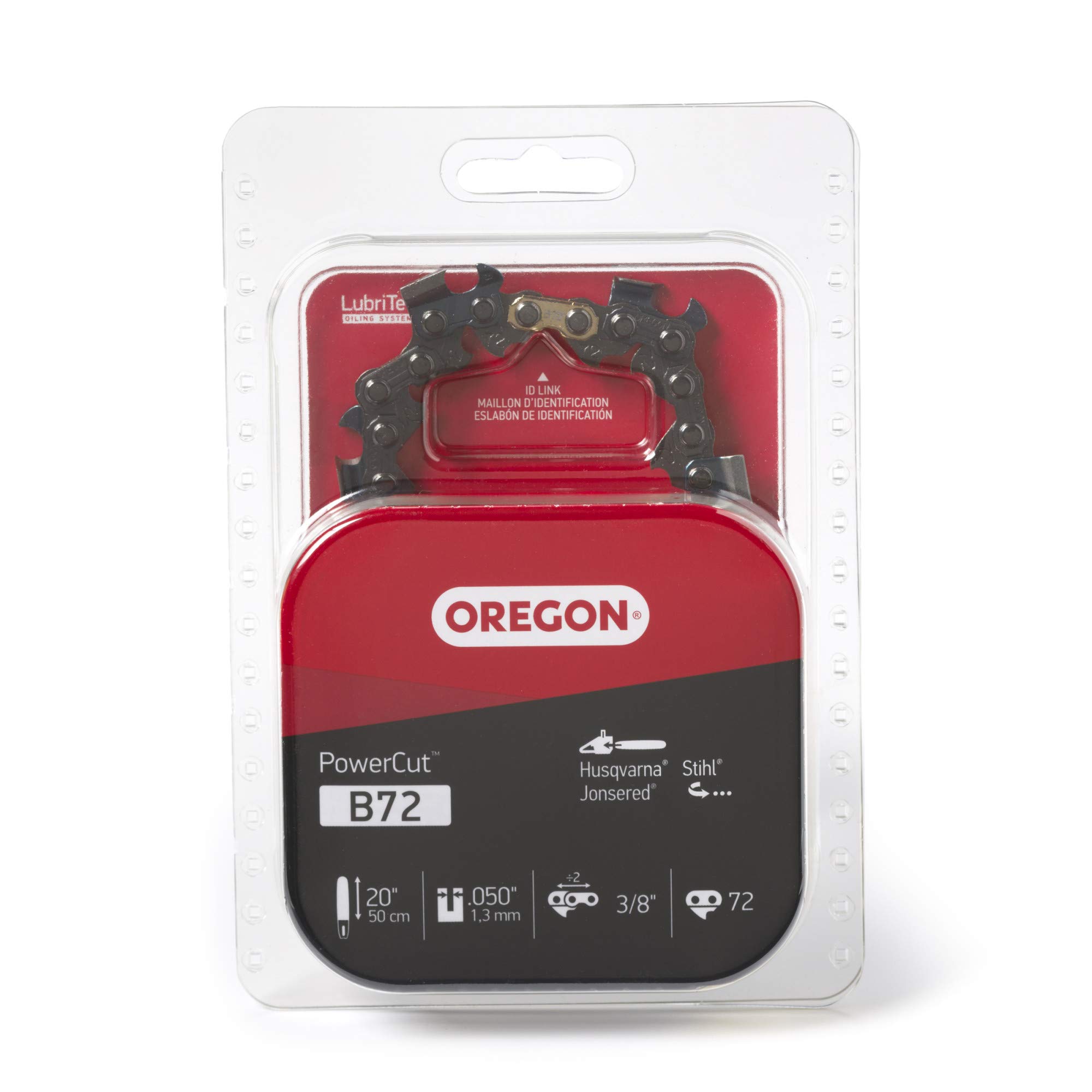 Oregon B72 PowerCut - Cadena de motosierra de 50,8 cm para Husqvarna, Craftsman, Poulan, John Deere y Jonsered, color gris