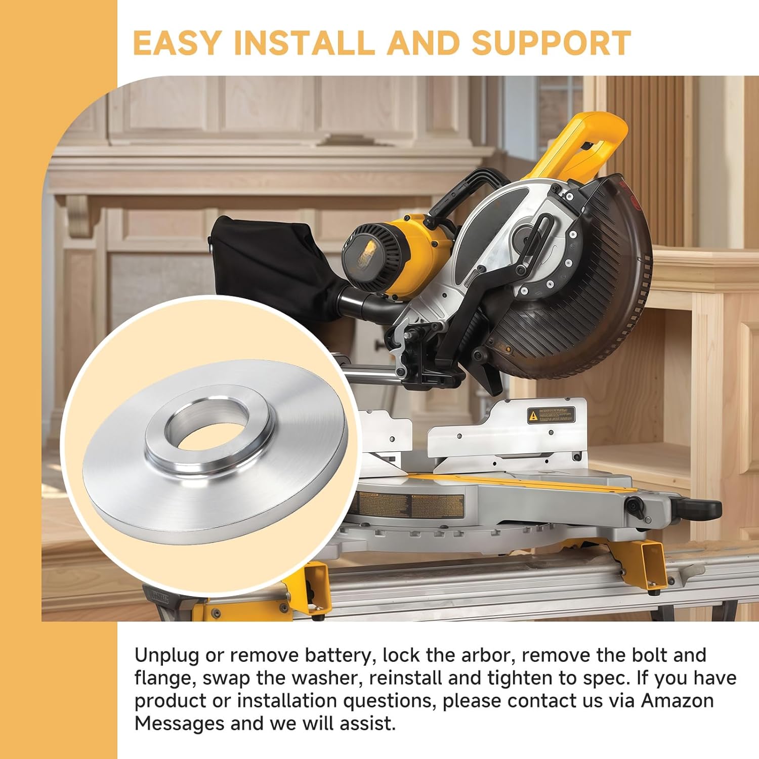 N538855 Miter Saw Washer, Compatible with DeWALT DWS716XPS DWS779 DWS780 DWS716 DHS790AB DHS790AT2 DHS790T2, Also Compatible with DCS781 Series, 1 Pack Replacement Washer