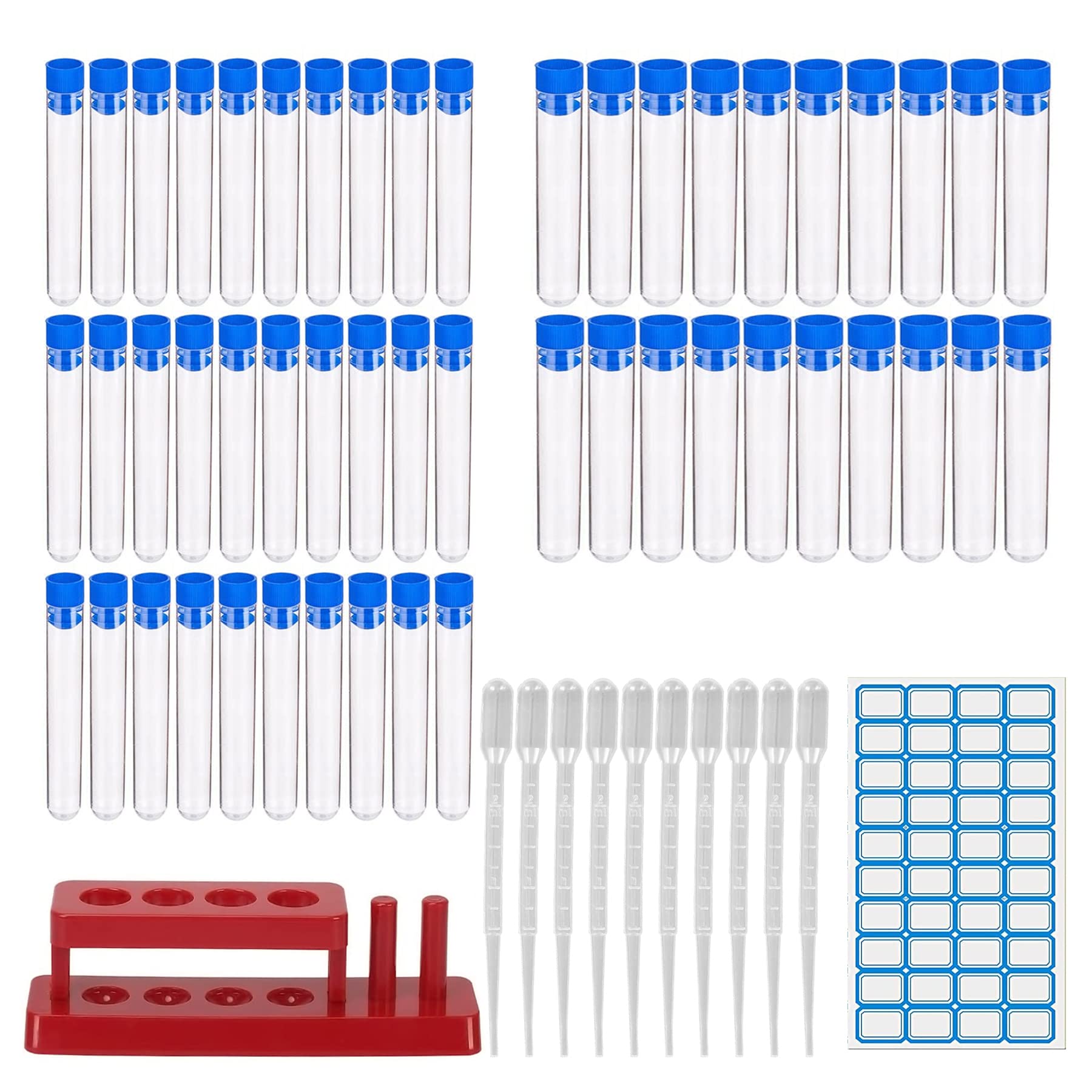Buy Test Tubes,50 pcs PlasticTubes with Lids Laboratory Sample Storage