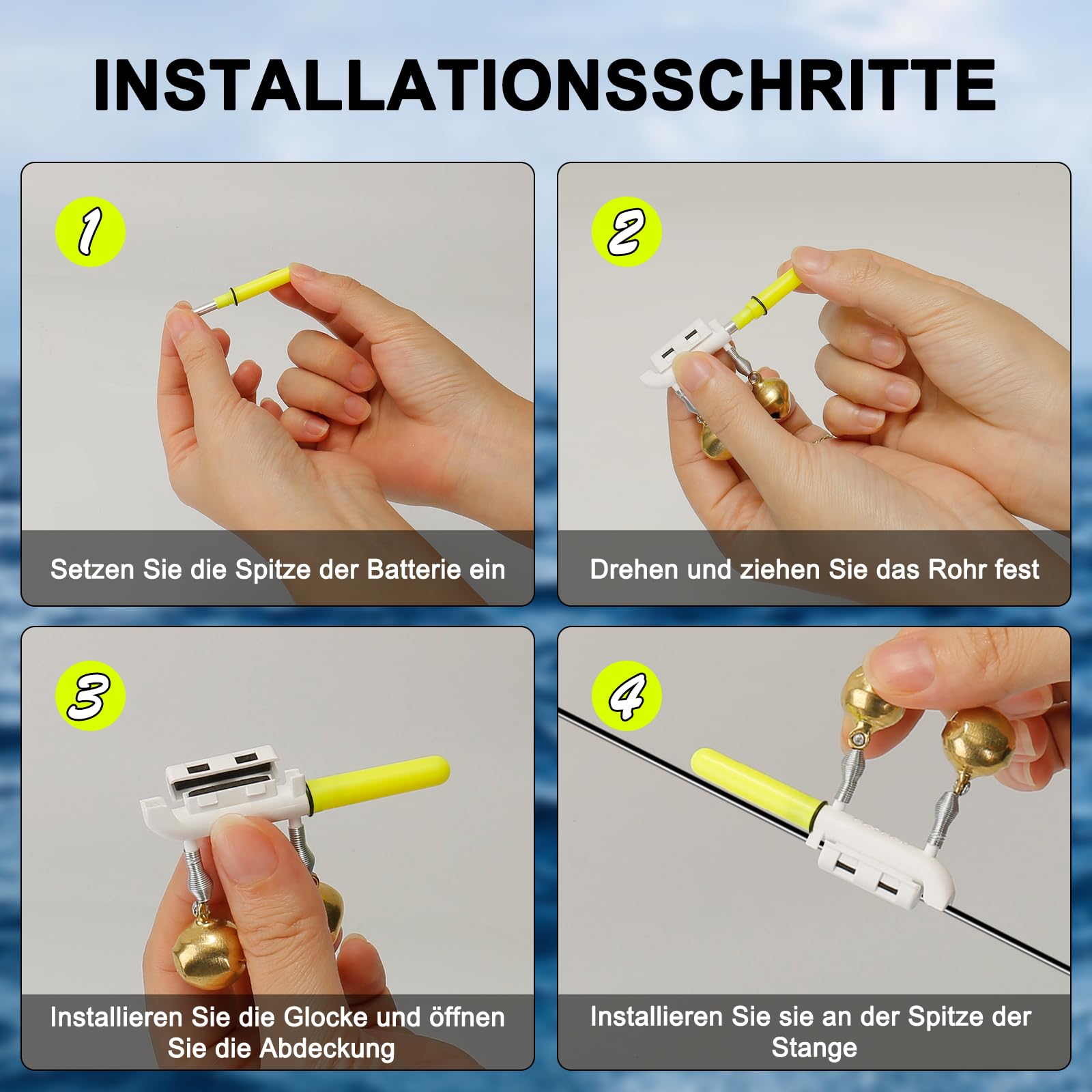 Kit 4 Détecteurs De Touche LED Étanches Pour Pêche De Nuit - Avec Alarme Sonore