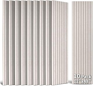 Art3dwallpanels 10 Pack Acoustic Panels, 48" X 12" X 0.35" Soundproof Wall Panels, Self Adhesive High Density Sound Absorbing Acoustic Treatment for Recording Studio, Office, Camel