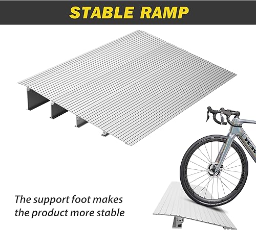 Miniatura 5 de Rampa de umbral de puerta de elevación de 4 pulgadas (capacidad de peso de 800 libras), rampa de entrada portátil de aleación de aluminio ajustable