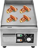 Vista 1 de Planchas comerciales – Plancha eléctrica antiadherente con parte superior plana para parrilla grande, placa caliente de acero inoxidable, ajuste