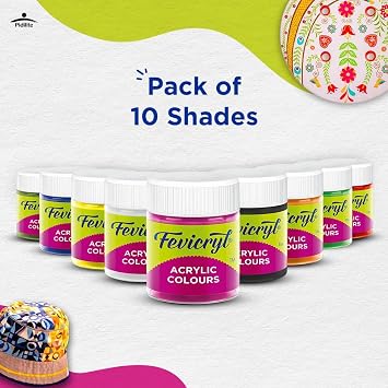 Fevicryl Acrylic Colors - Sunflower Kit - 10 Shades