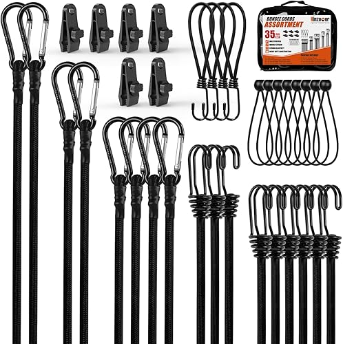 Miniatura 1 de 35 cuerdas elásticas negras de varios tamaños, cuerdas elásticas resistentes al aire libre, 8, 12, 18, 24, 32, 40 pulgadas, 40 pulgadas con gancho y