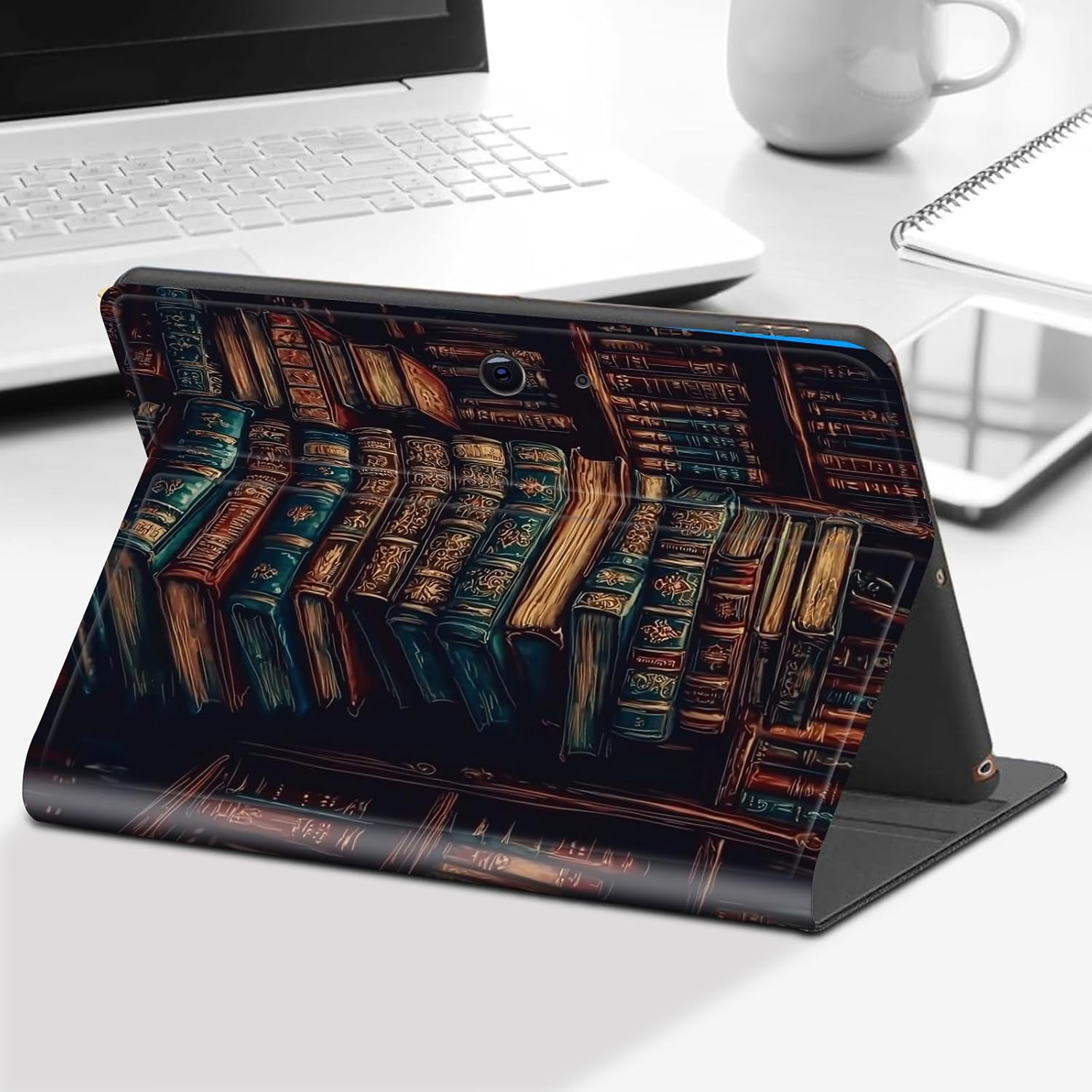 Case for Microsoft Surface Pro X/Pro X Plus 13" 2024/2021/2020/2019 Tablet-Slim PU Leather Adjustable Stand Smart Cover,Library
