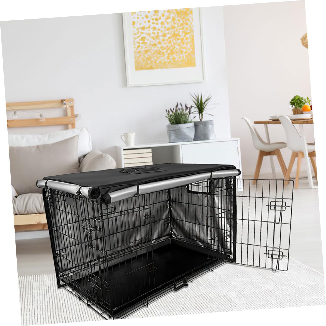 Alipis Heavy Duty Dog Crate Cover Double Door Oxford Fabric 79x50.8x53cm Waterproof Windproof Kennel Protector Universal for Small Medium Large Dogs