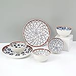 Solimo Ceramic Bowl with Plate, Set of 6 pcs Set (Bowl H 4B+2P) | Microwave & Dishwasher Safe| Bowls for Snacks, Fruits, Salad, Desserts | BPA & Lead-Free Bowls | 350ML, Burnt Sienna