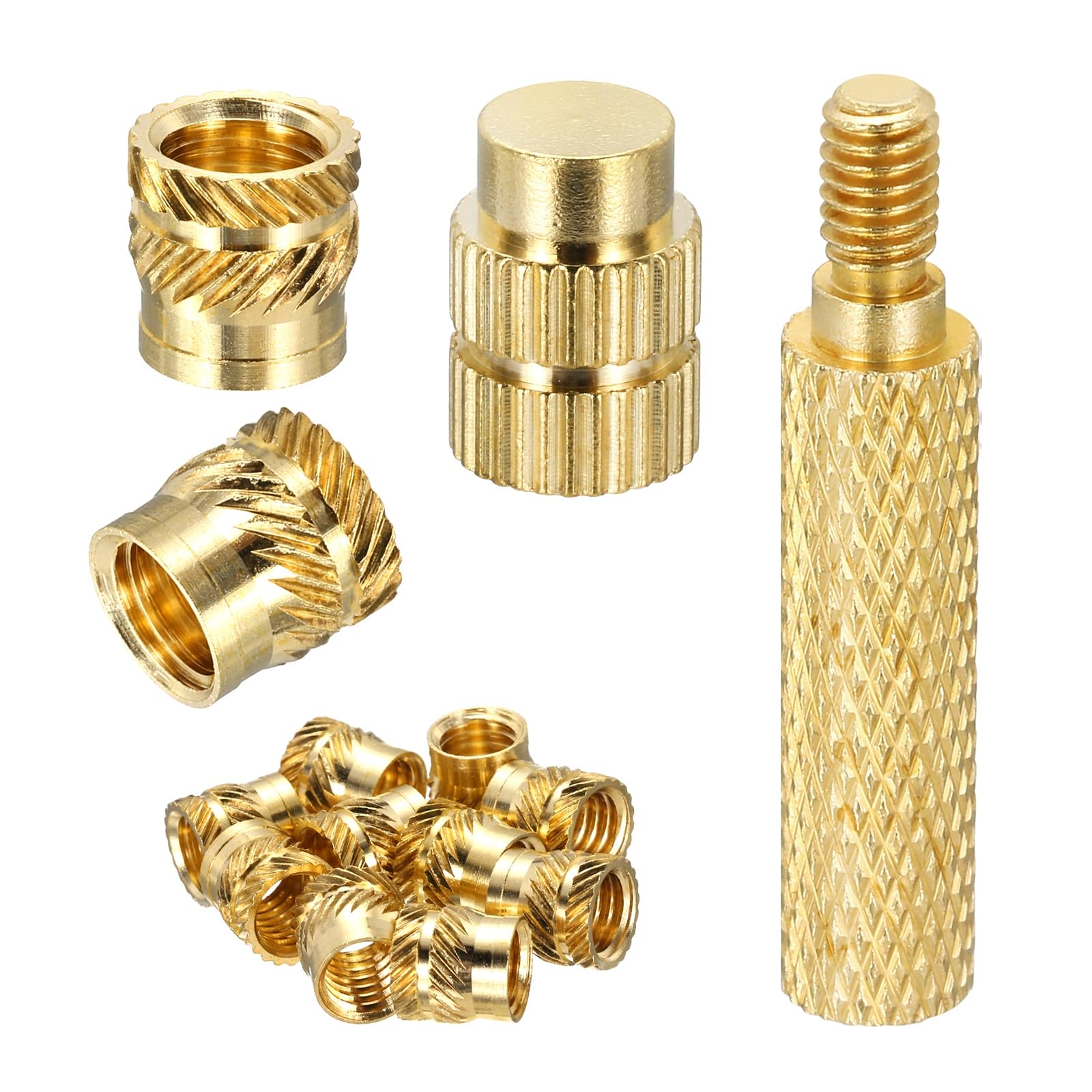 sourcing map 10Set M8 Heat Threaded Inserts with Soldering Tip, 10mm OD, 10mm Height, Brass Nut Rod Inserts Knurled for 3D Printing Component Plastic Part โ image 1