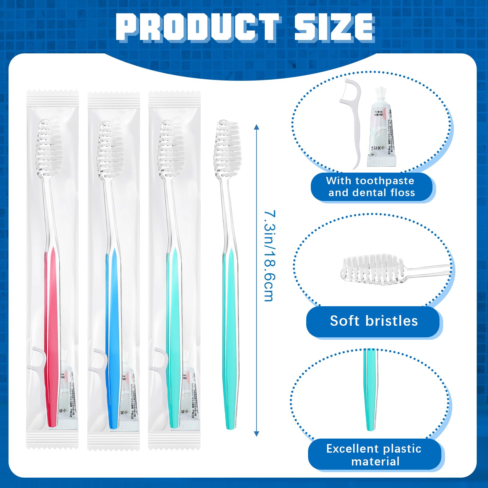 Maxcheck Set di 100 spazzolini da denti usa e getta, con dentifricio e filo interdentale, confezionati singolarmente, set di spazzolini da viaggio per senzatetto per gli ospiti dell'hotel