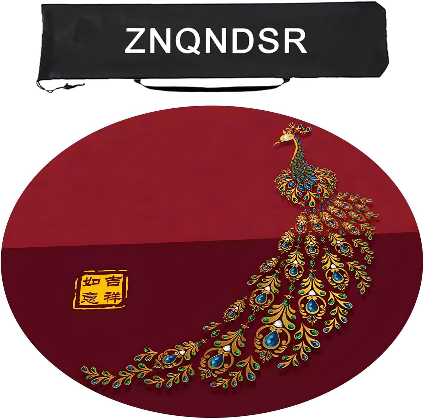Round Mahjong Table Mat, Mahjong Table Pad for Card Games Board Games, Crystal Velvet and Rubber Anti-Slip Mat(Red,120cm/47in)