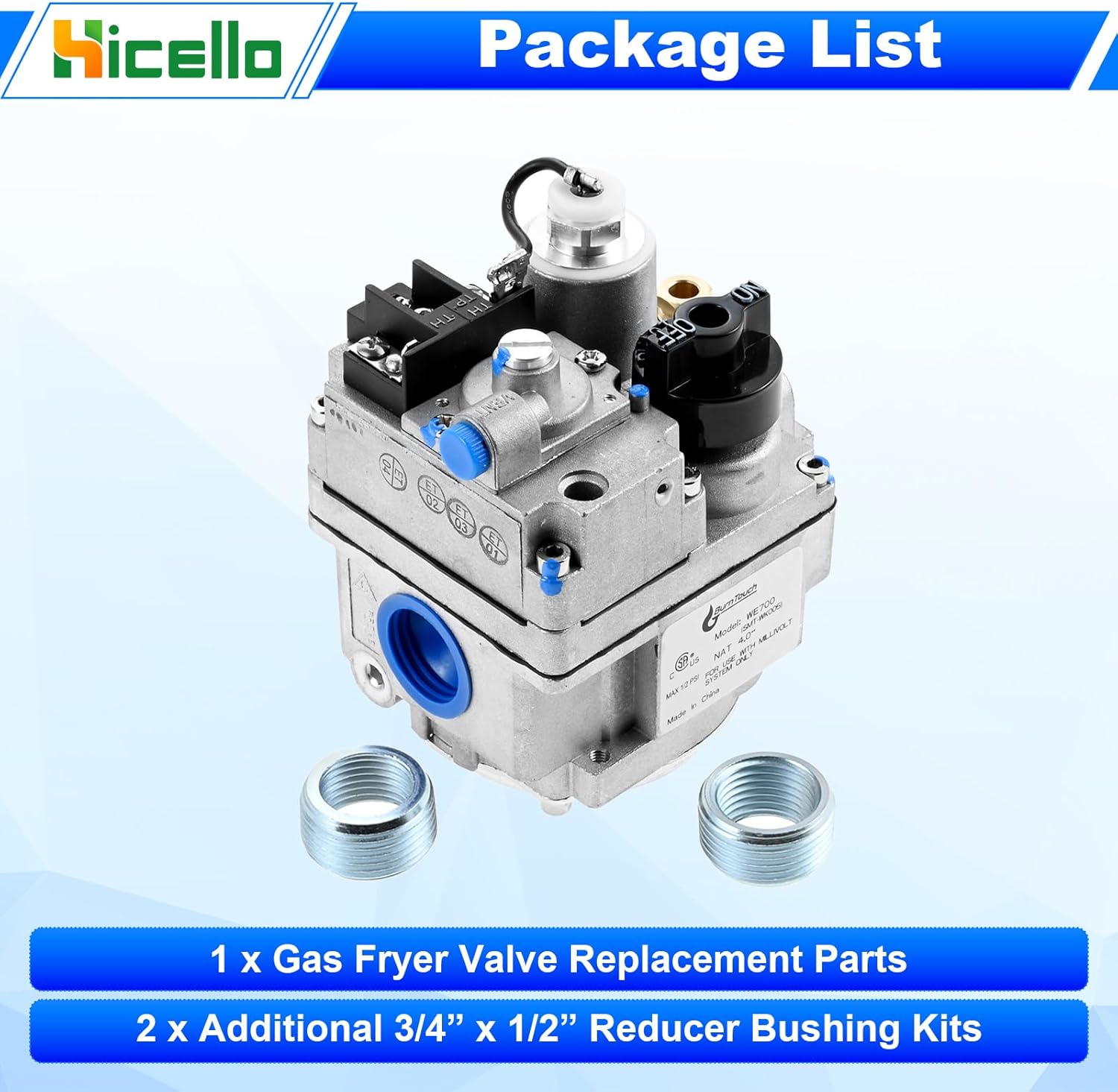 Replacement for Robertshaw 700-506 Millivolt Gas Valve - 700 Series 200,000 BTU/H Fast Opening, Compatible with Natural Gas Water Heaters, Furnaces & Commercial Gas Fryers