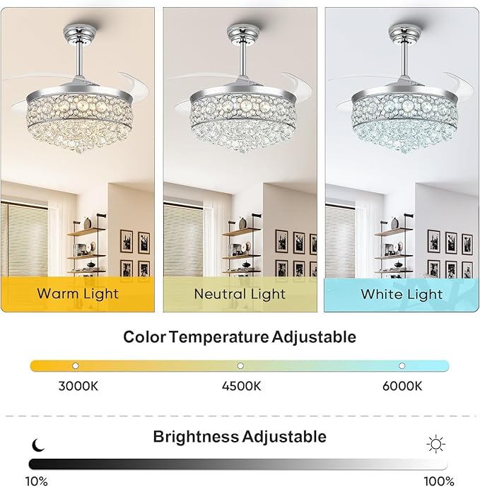 Ventilador de Techo 48 Pulgadas con Luz, 6 Velocidades, Cont miniatura 3