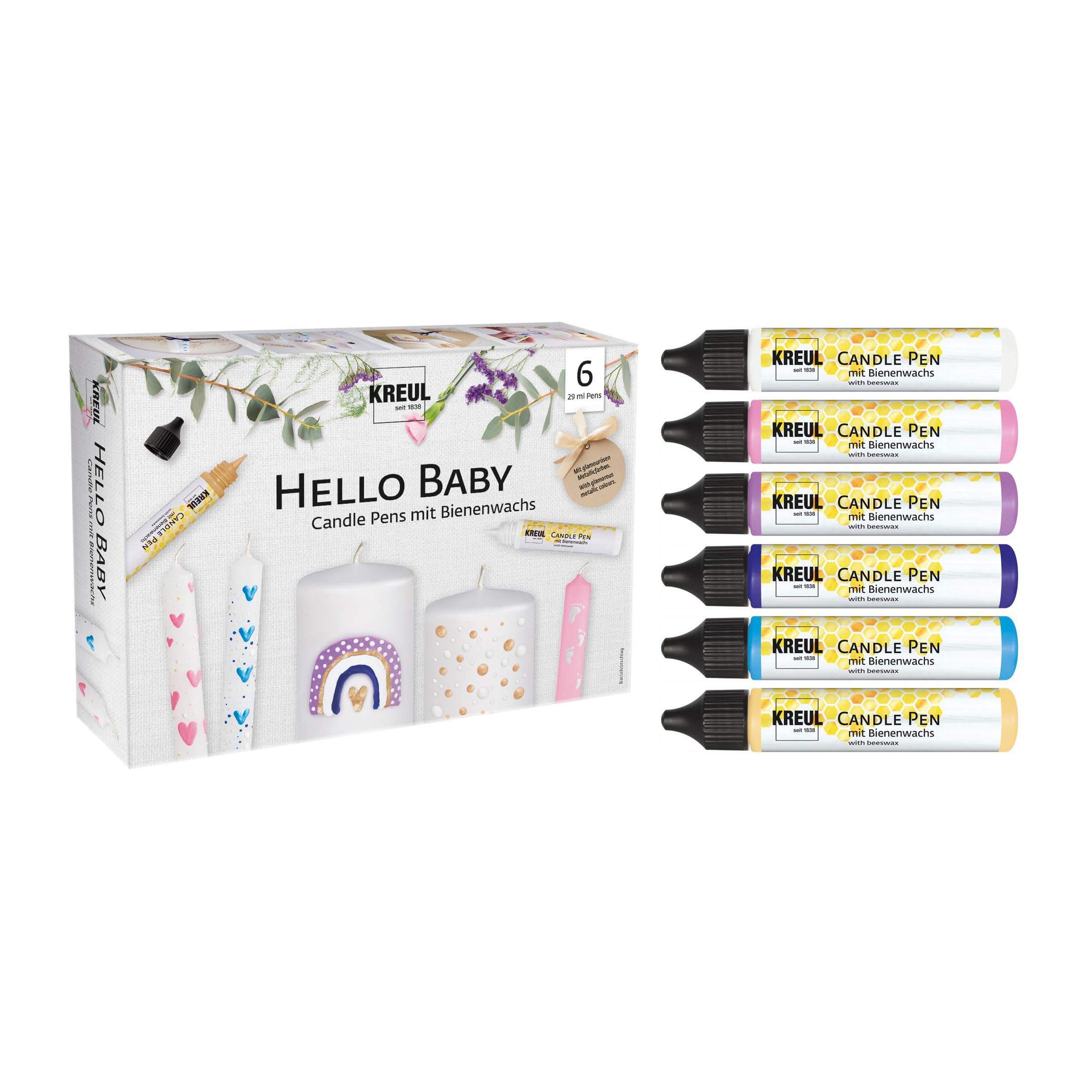 Set 4 Penne Per Candele KREUL Glamour Lighting - Con Cera D'Api, Punta Fine, Colori Vivaci - Foto 2