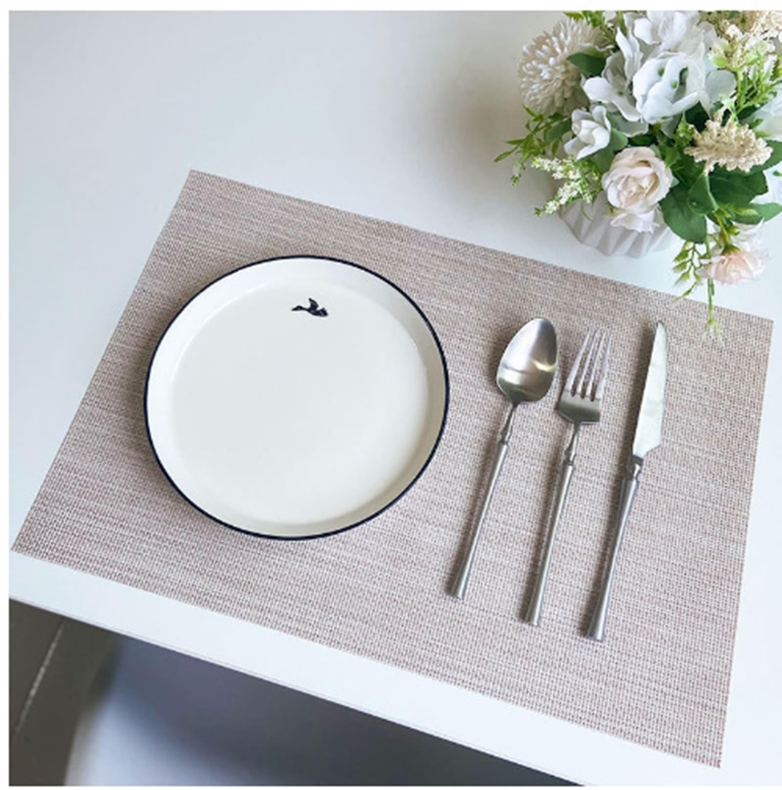 Set de table beige 30x45 cm tissé lot de 2 pour décoration de table cuisine