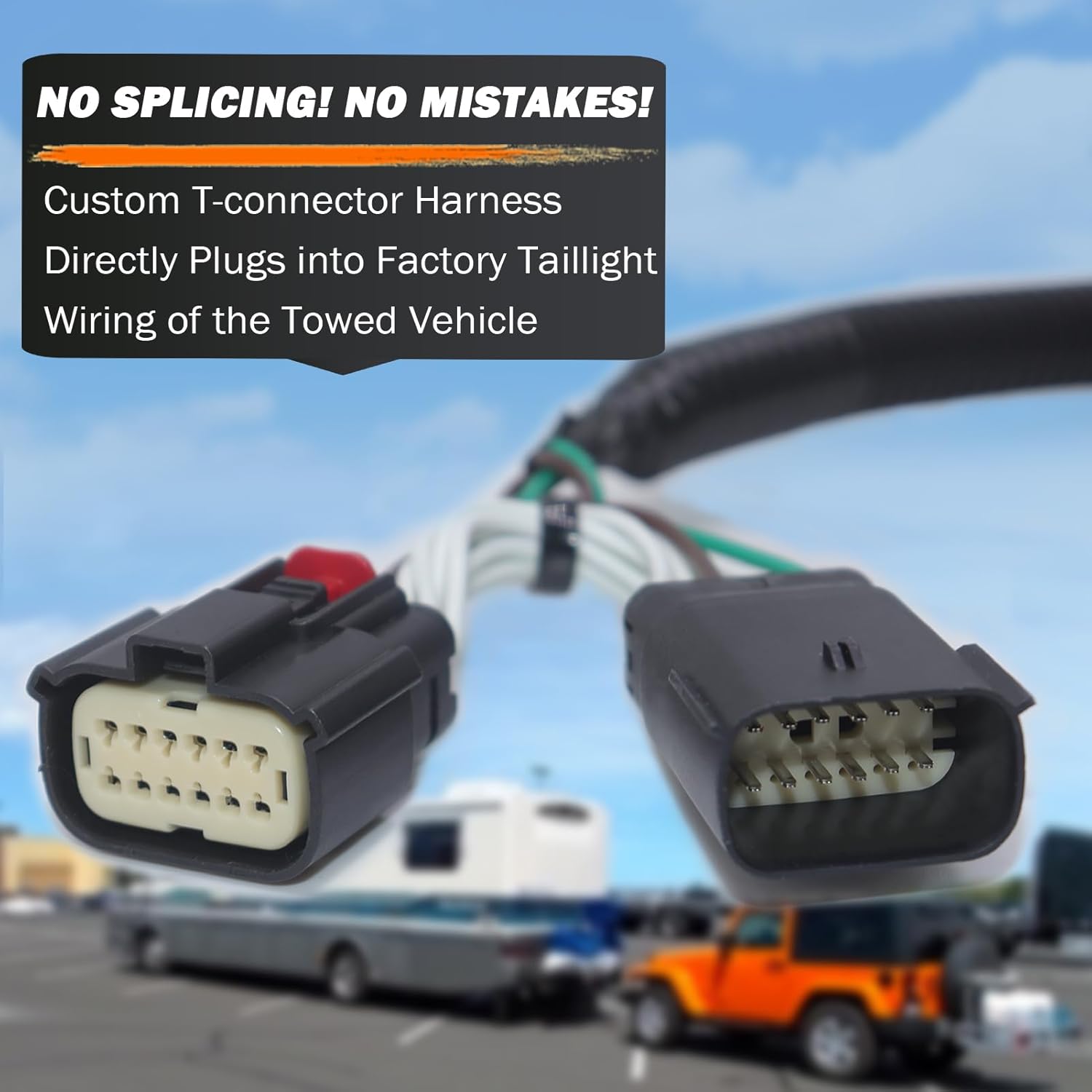 Custom Fit Vehicle Towed 4 Way Flat RV Harness Compatible with Jeep Wrangler JL (2018-2024), Jeep Gladiator (2020-2024) 58964 Flat Towing Tail Light Wiring Harness