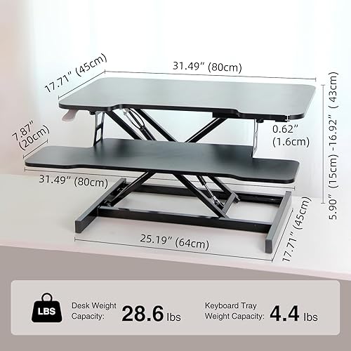 Miniatura 2 de Escritorio de pie de 32 pulgadas de altura ajustable sentado a pie convertidor elevador de mesa doble monitor elevador portátil estación de trabajo