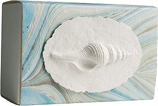 The FAVORITE PLACEÂ® Burial Biodegradable Urn for Human Ashes, (Large Shell in Mist Urn Box), Water Burial Urn, Urn for Cremation, Cremation Urn Box, EcoFriendly Urn, (Blue/Metallic Silver Swirl) K-124