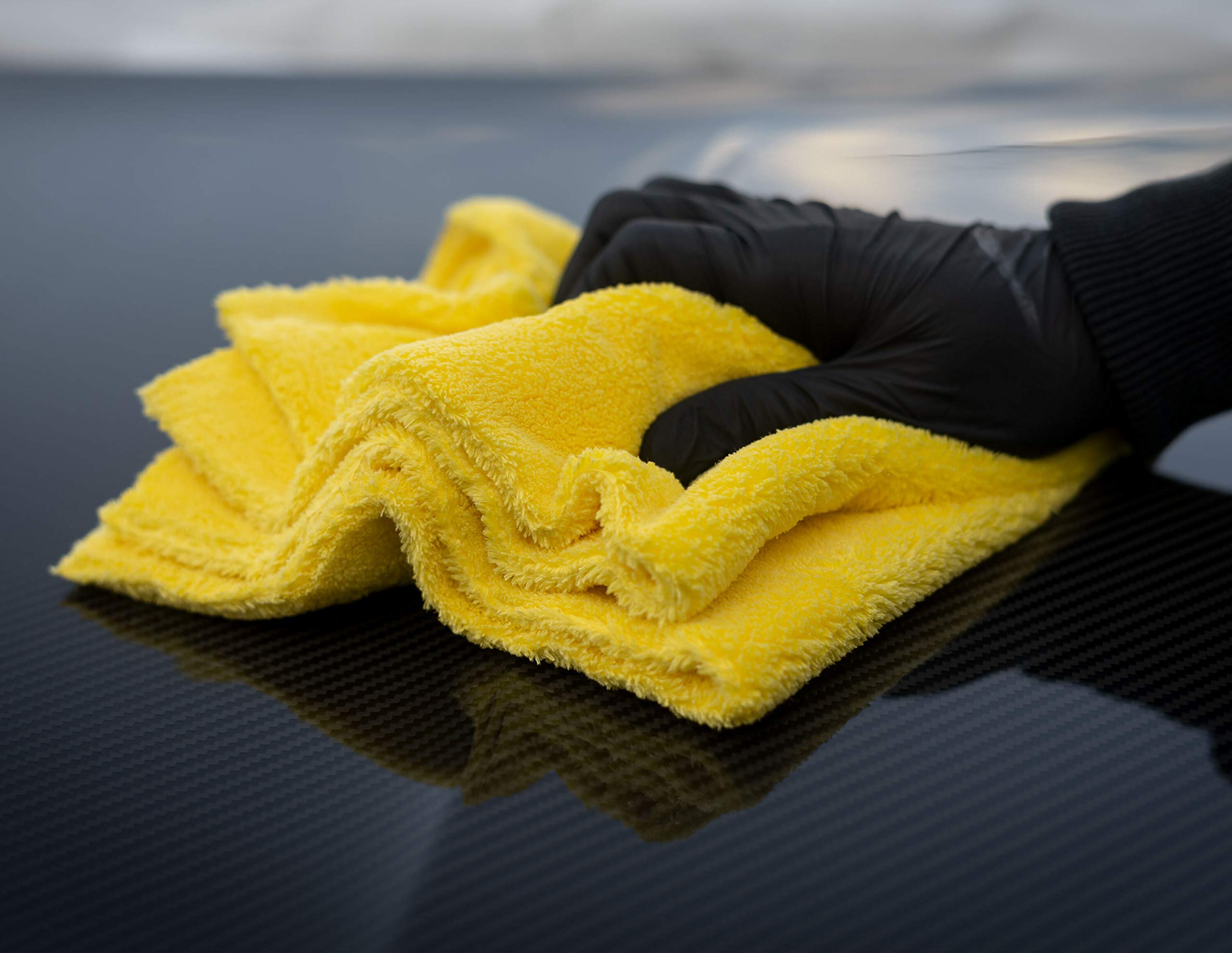 Detailmate - Set de sellado para el cuidado del coche Liquid Elements: sellador de cerámica Shield Wax, cera carnaúba 100ml, aplicador de esponja y 3 paños de pulido para la aplicación + 2 guantes