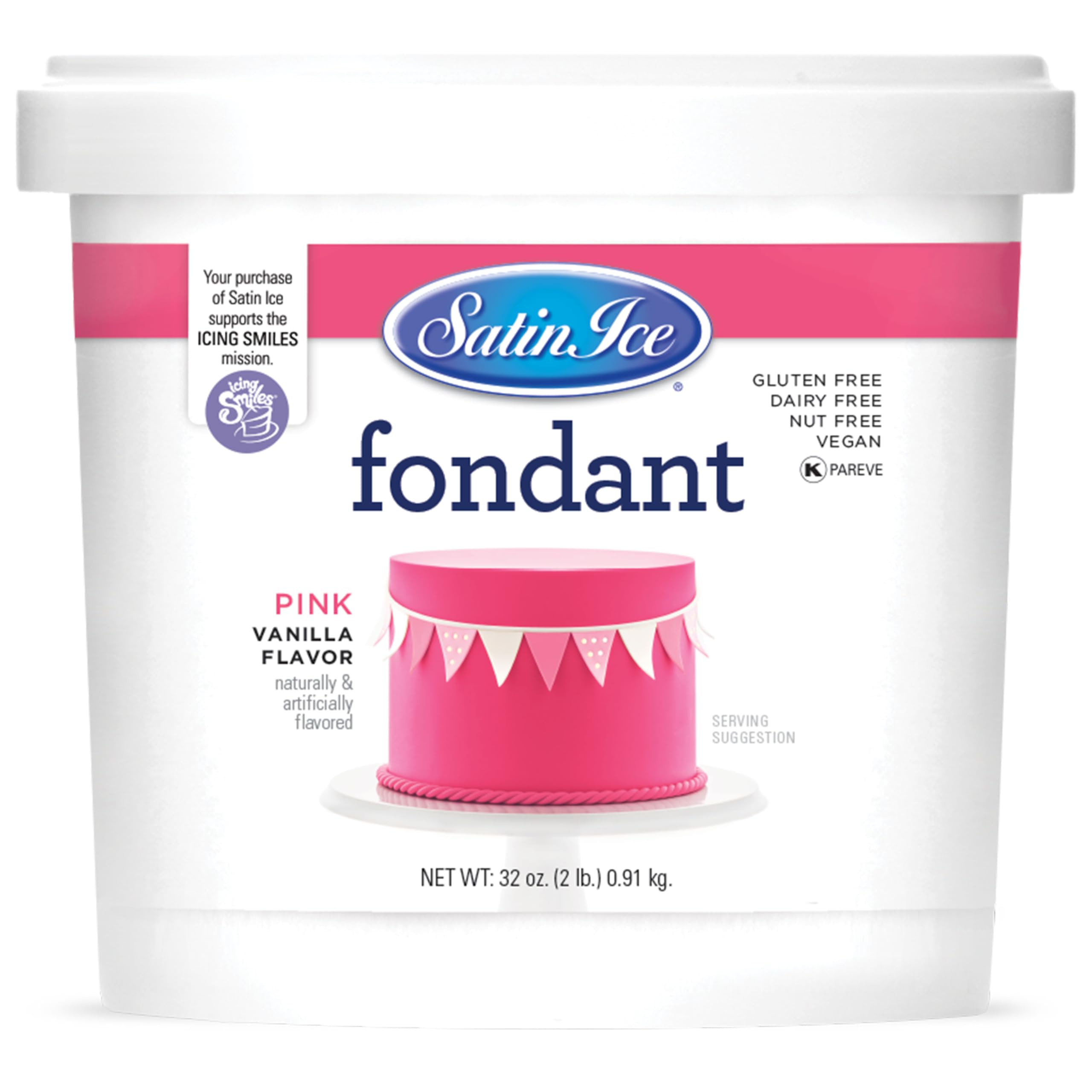 Satin Ice Fondant for Cake Decorating, Pink (2 Pound)