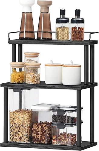 Miniatura 8 de Organizador de especias, estante de mostrador de 3 niveles, organizador de almacenamiento de escritorio para encimera, cocina, escritorio de