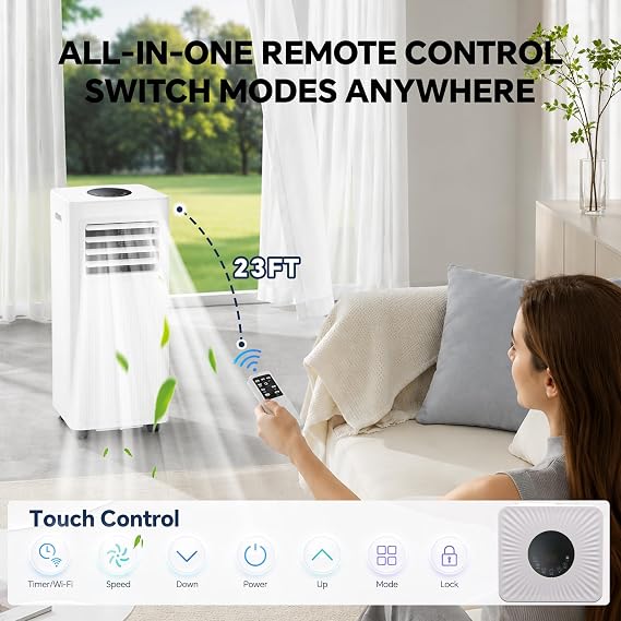 Portable Air Conditioners, 16000 BTU 5-in-1 Air Conditioner Portable with Smart WiFi & Remote, Cools Up to 850 Sq.Ft, Portable AC Unit with Cool, Fan, Dehumidifier, Sleep, 24H Timer, Installation Kit