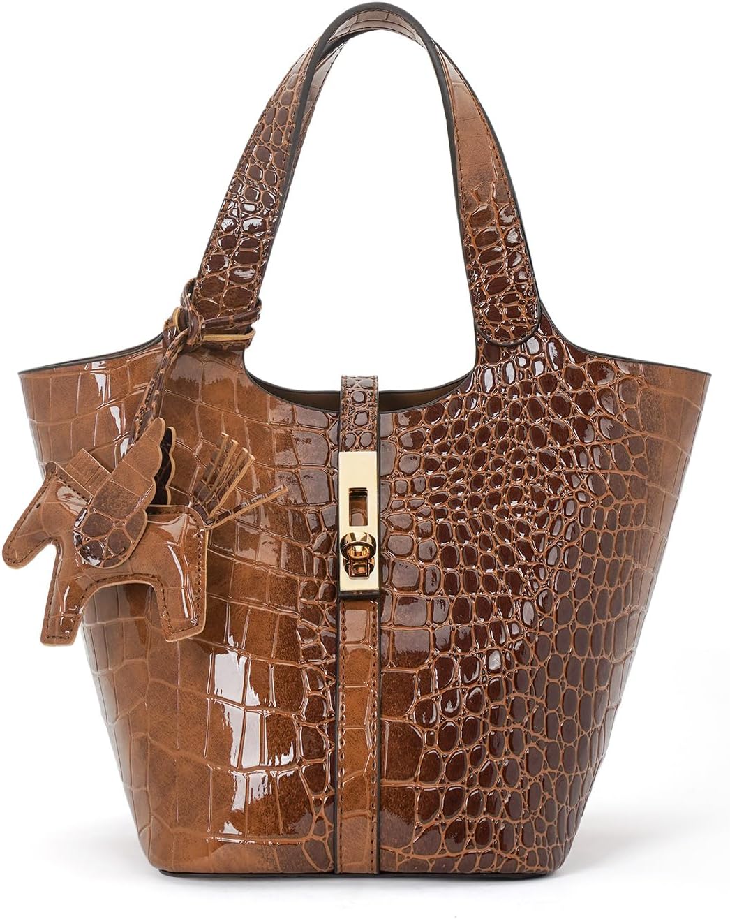 Tote Bag for Women Vegan Leather Bucket Purse for Women Top Handle Handbag Shoulder Bag with Detachable Small Purse