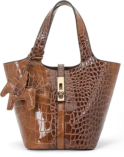 Miniatura 33 de Bolso de mano para mujer, de piel vegana, bolso de mano con asa superior, bolso de hombro con bolso pequeño desmontable