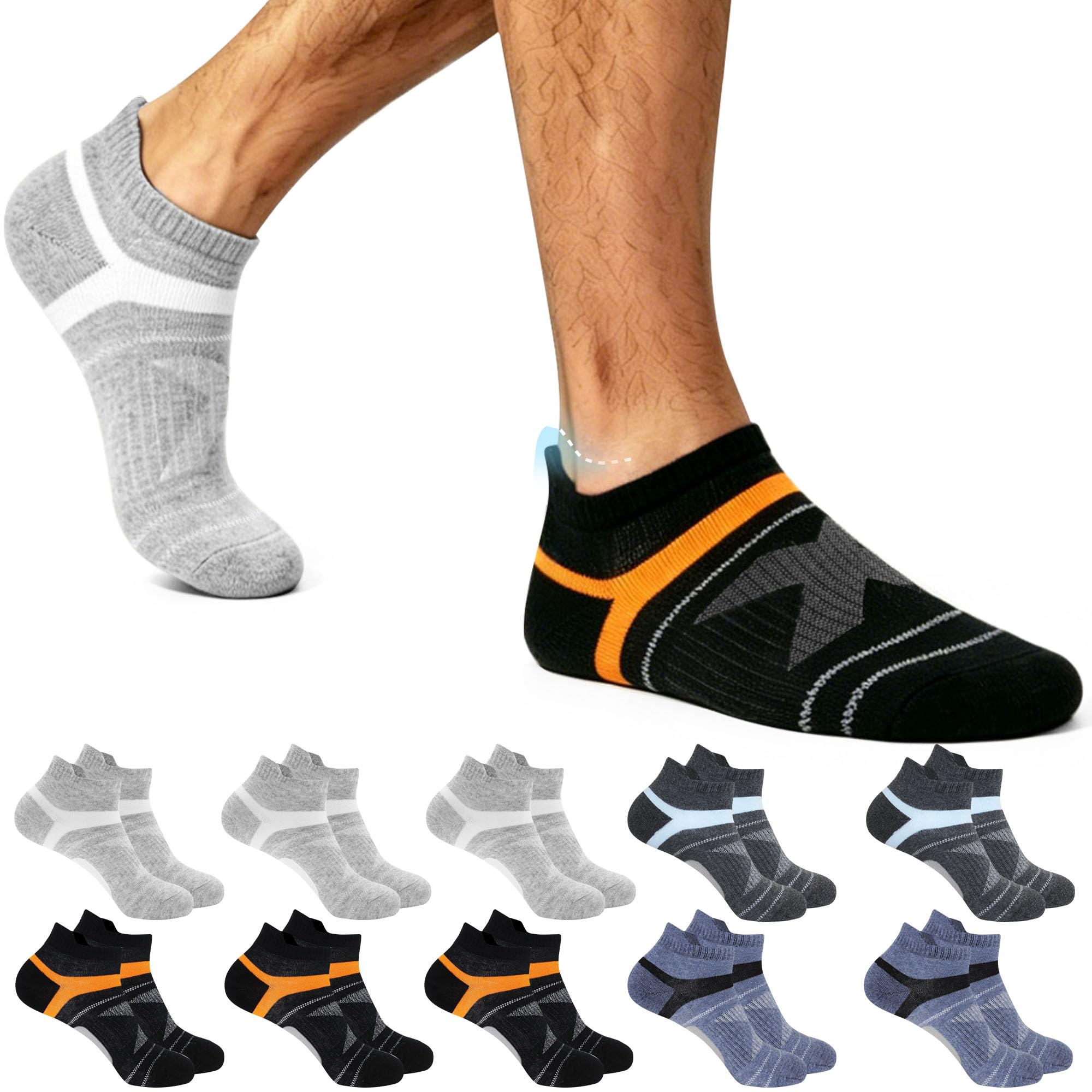 Lakpoau Sneaker Socken Herren Damen 10 Paar, Baumwolle Sportsocken Atmungsaktive Sneakersocken Kurze Sommer Knöchelsocken, Damensocken Kurz Laufsocken 43-46 39-42