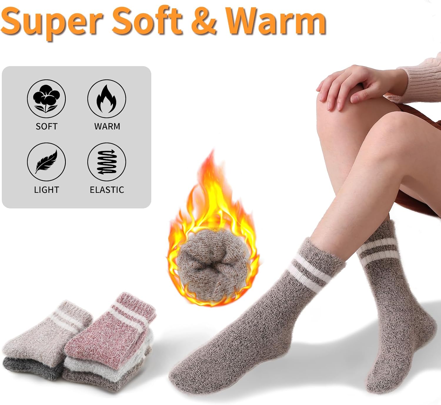 SISOSOCK 5 Pairs Fuzzy Soft Cozy Comfortable Socks for Women, Casual Sleep Comfy Socks, Perfect Warm Winter Gifts for Women thumbnail