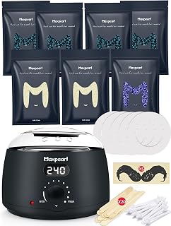 Maxpearl Digital Waxing Kit with 7 Packs of Hard Wax Beads for Brazilian, Bikini Waxing, Face, Eyebrows, Underarms, Arms, Chest, Back, Legs