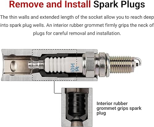 Vista 2 de TEKTON Juego de llaves de bujía de 3/8 pulgadas, 3 piezas (5/8, 3/4, 13/16 pulgadas) SHD91003
