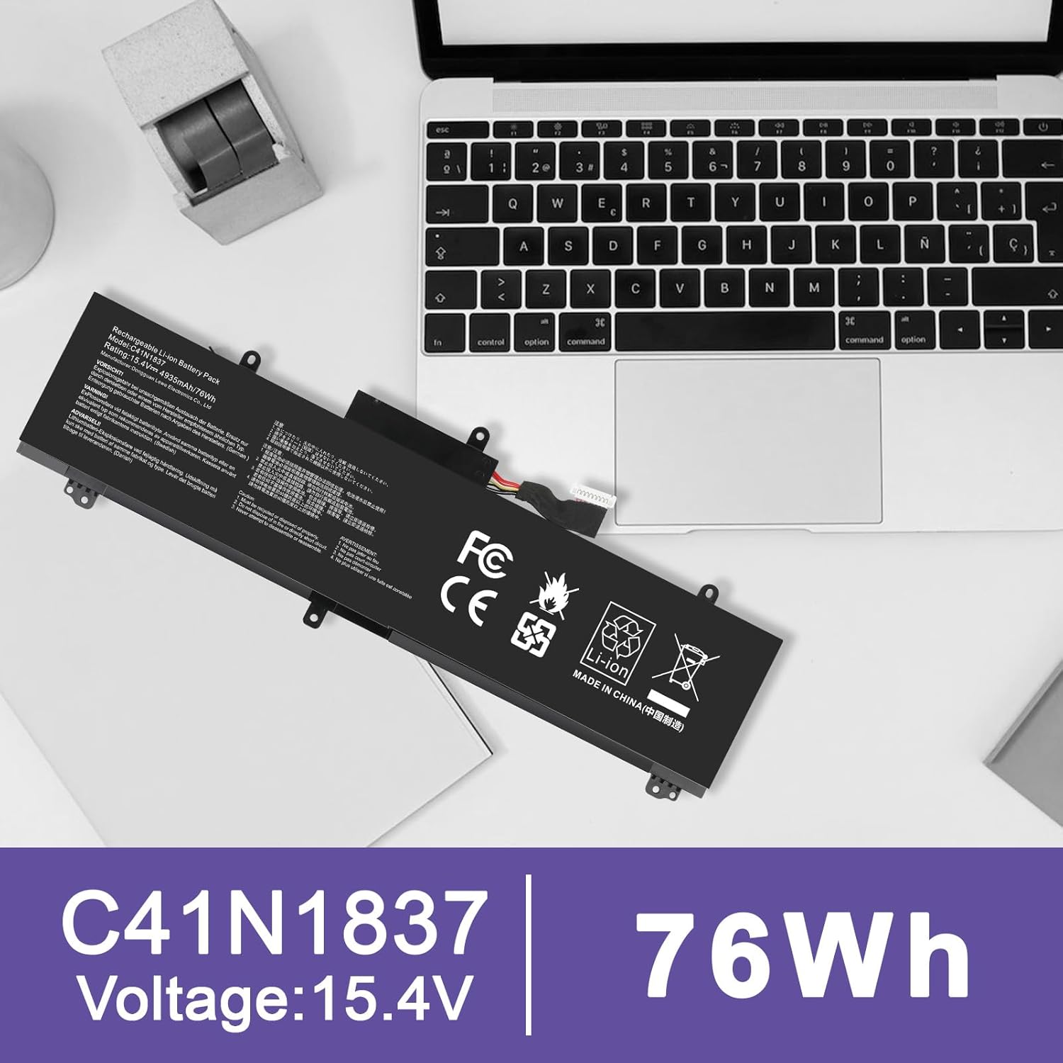 TREE.NB 76Wh C41N1837 Laptop Battery for ASUS ROG Zephyrus GA502 GA502D GA502DU GA502GU GA502IV GU502 GU502DU GU502GV GU502LU GU502LW GU502LV GX502LXS GX502GV GX502GW GU532 GX532 GX532GV GX532GW