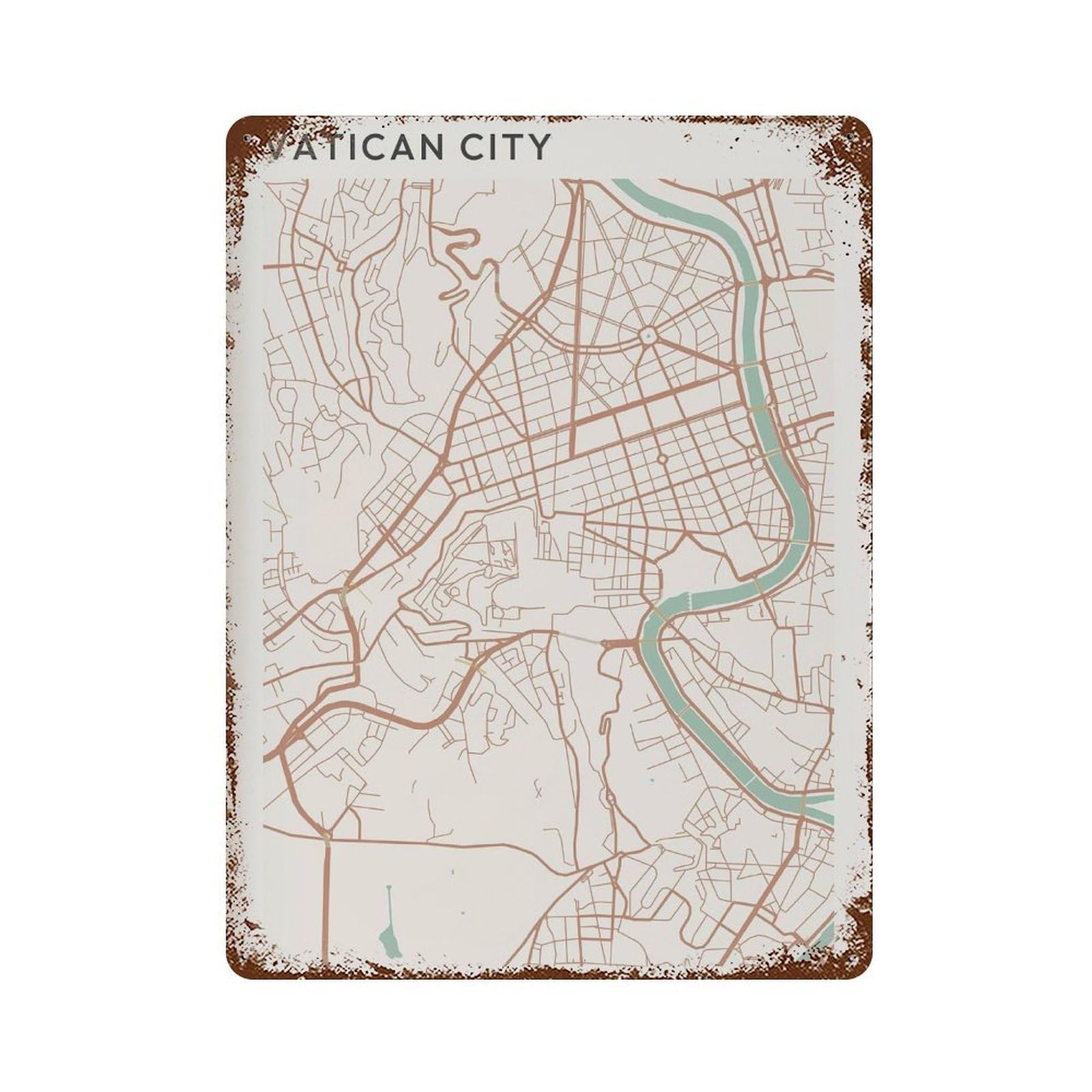 xiaoxiaoshen Vatican City Map Italy Travel Gift Scandi Wall Decor Art Metal Tin Poster Modern Home Decor Art Home Bar Shop Decorations Vintage Sign 40x30cm
