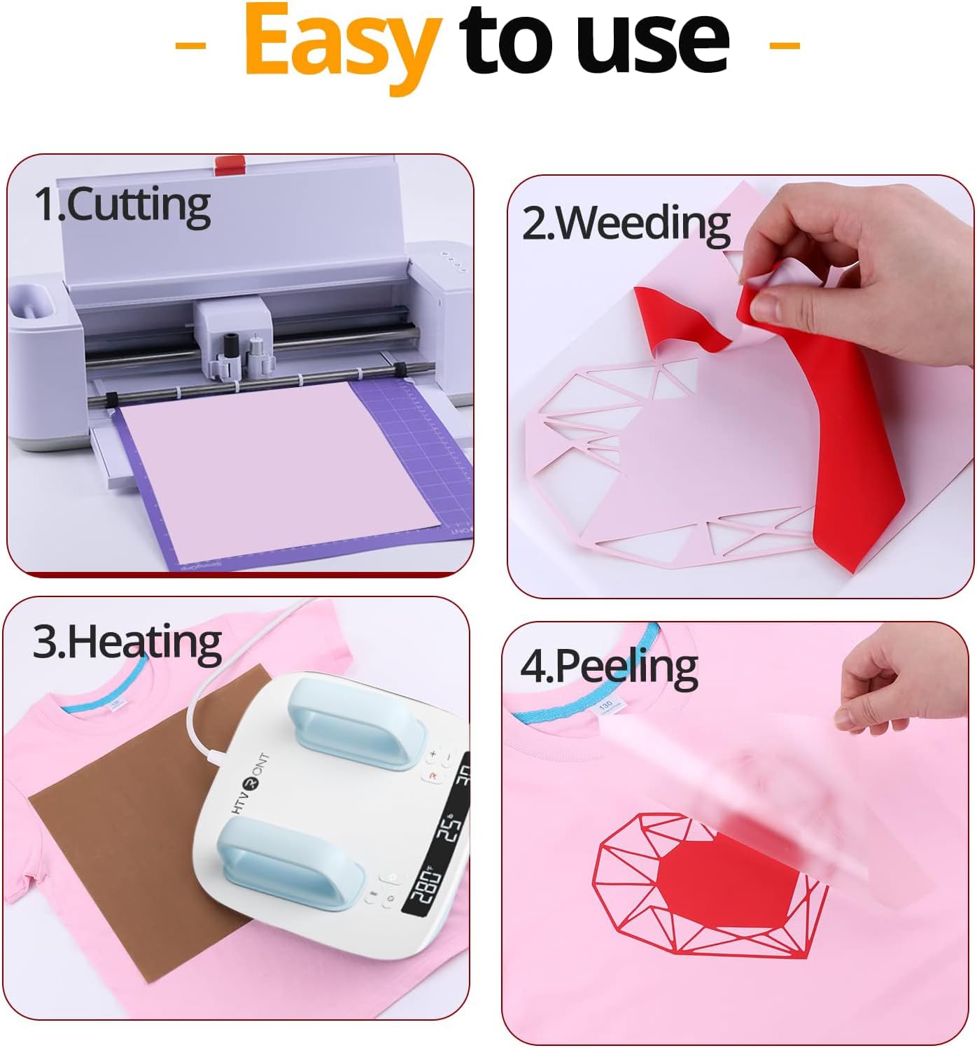 HTVRONT Red Heat Transfer Vinyl Bundle - 10 Pack 12" x 10" image 5