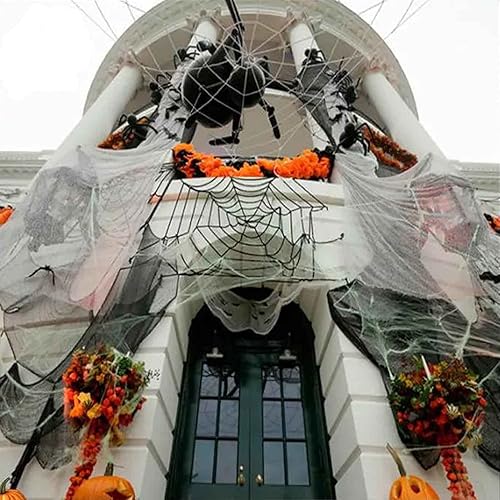 Miniatura 10 de Paquete de 6 paños espeluznantes negros de Halloween, decoraciones de Halloween, 30 x 72 pulgadas, tela espeluznante para casa encantada