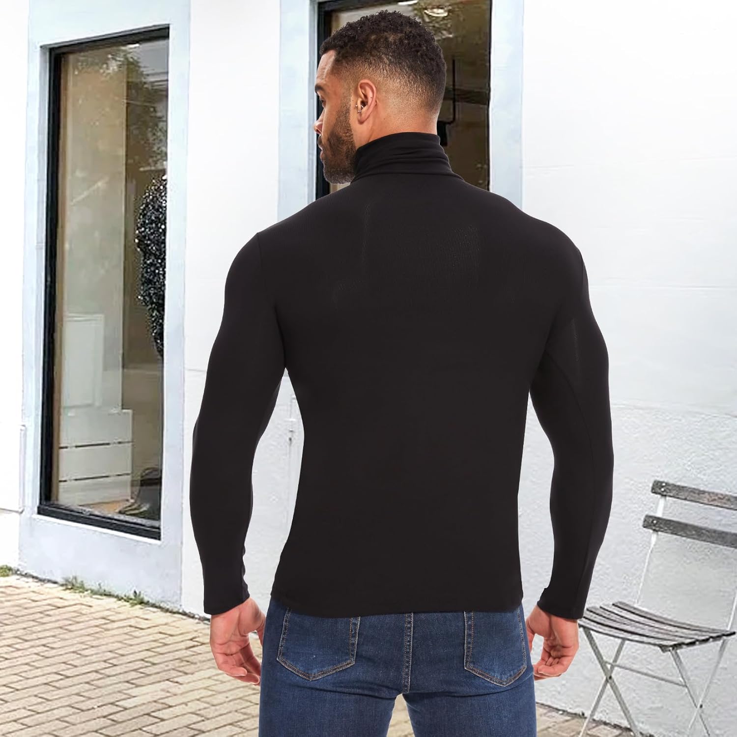 MISS MOLY Men's Turtle Neck Shirts Long Sleeve Tees Slim Fit Tshirt Turtleneck Undershirt Lightweight Pullover Top - Image 3