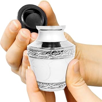 Trupoint Memorials Cremation Urns for Human Ashes, Silver Lining Decorative Burial Urns for Male and Female, Funeral Memorial Urn for Women and Men - Pearl, 1 Keepsake