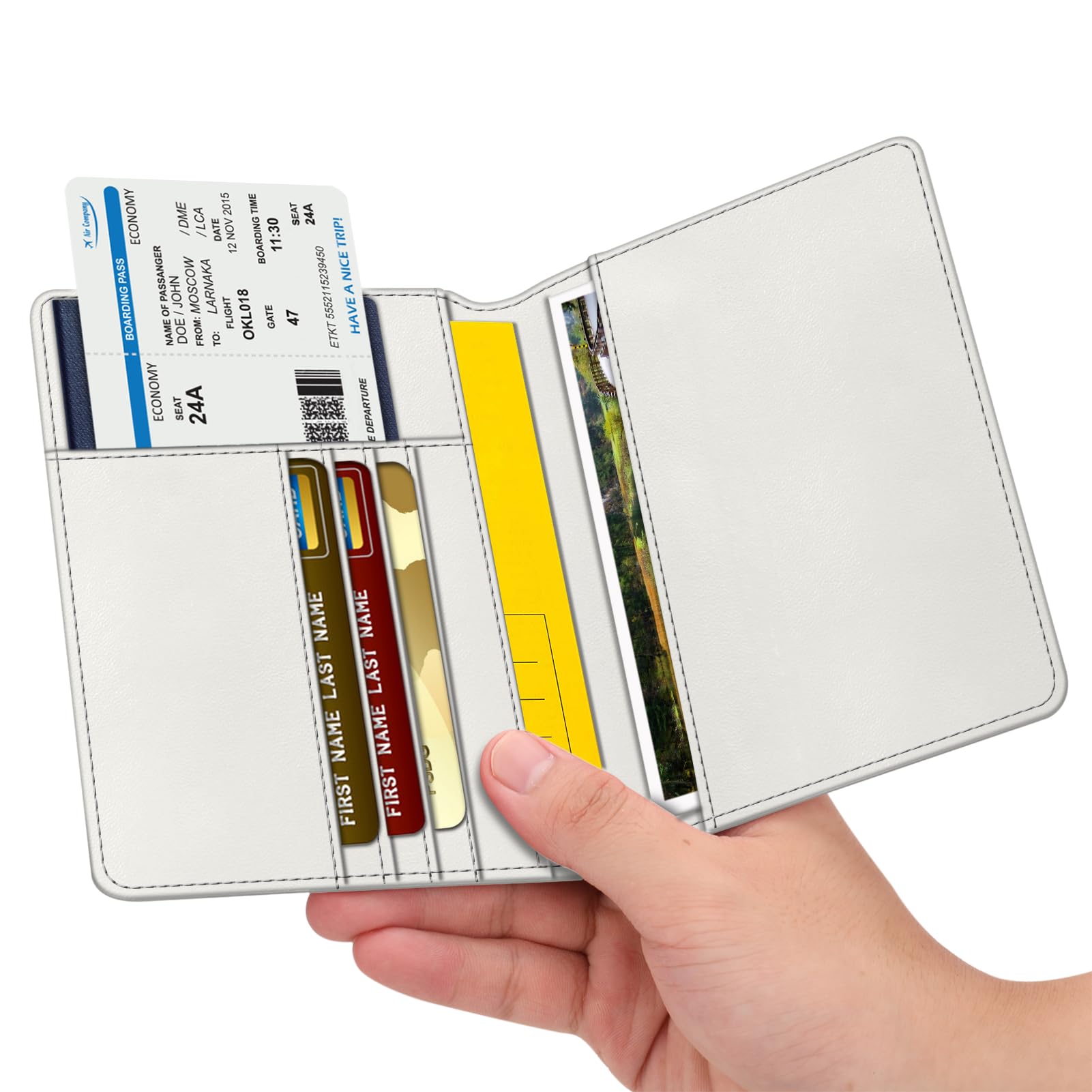FINTIE Etui na paszport i szczepionkę - etui na paszport Premium z ekoskóry, organizer podróżny z blokadą RFID na karty kredytowe, dowód osobowy, dokumenty podróżne, dla kobiet i mężczyzn,, 15*11*1.2