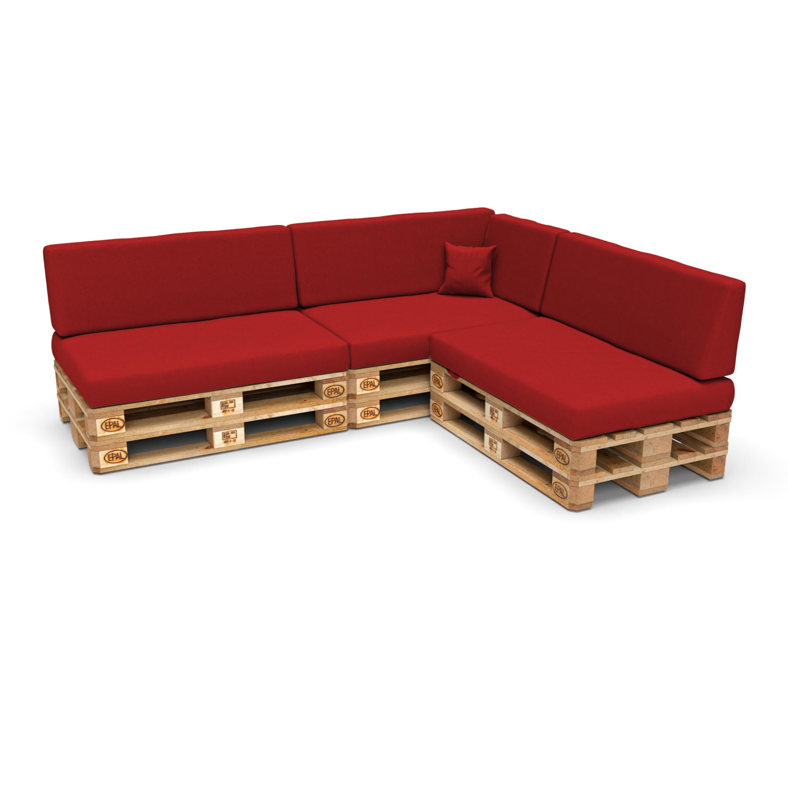 POKAR Euro Pallet Seating Set of 2: 1x seat cushion 120x80cm + 1x back cushion 120x40cm, cold foam, removable covers, Home Garden Furniture DIY, indoor outdoor pillow, without pallets, Beige — view 25