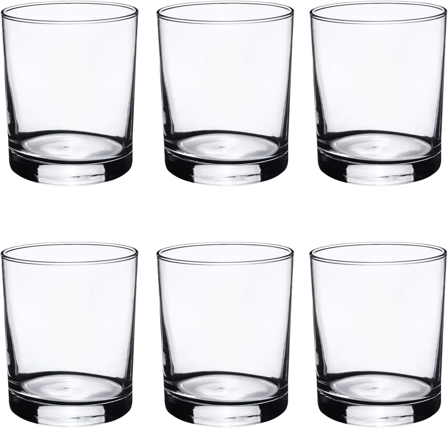 Argon Tableware Classic Whisky Glasses - Modern Gift Short Tumbler Glass Whiskey Water Juice - 280ml - Pack of 6