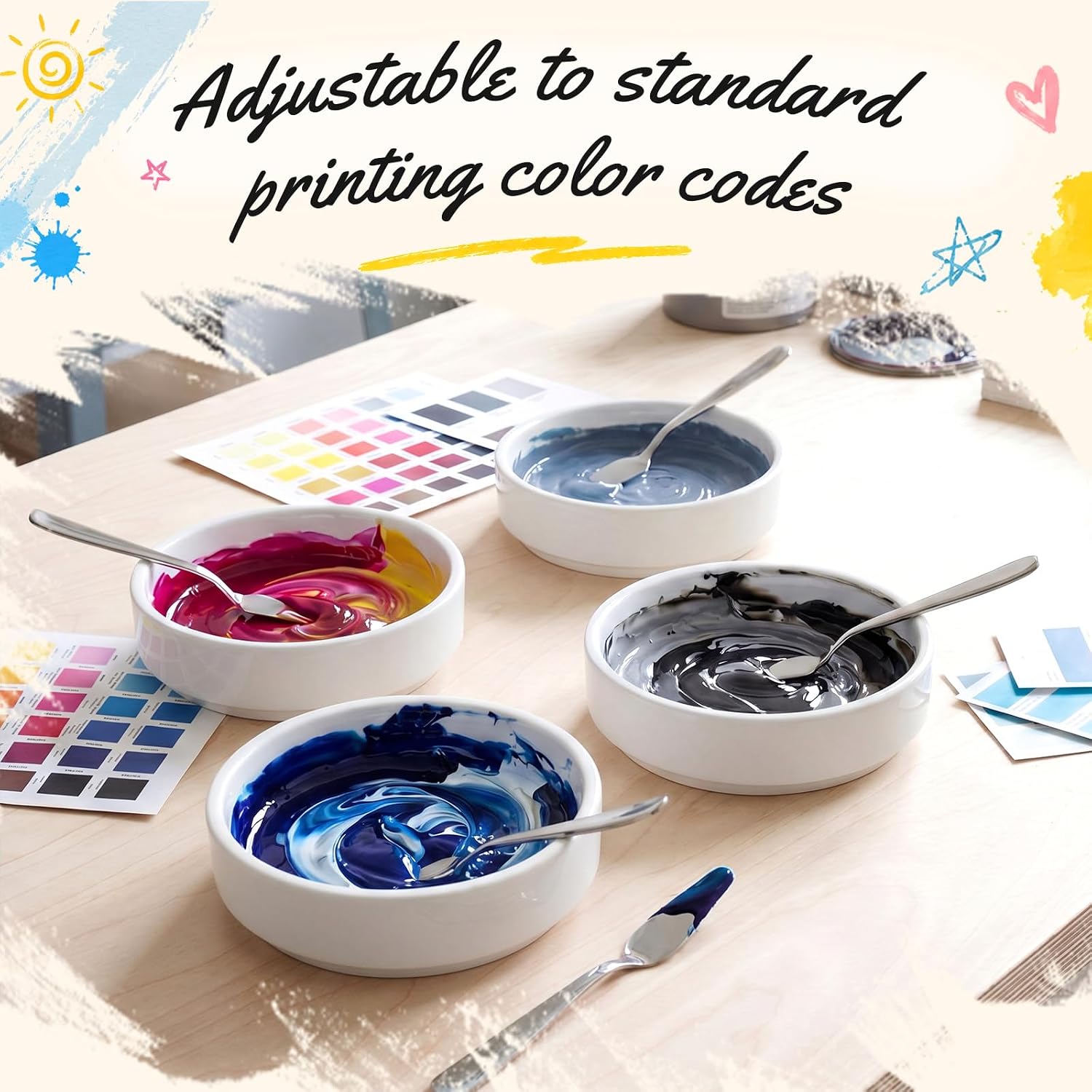 4 Sets Ceramic Watercolor Palette 5 Layers Stackable Porcelain Paint Mixing Trays with Lids Round Watercolor Mixing Palette Dish Bowls for Artist Gouache Pigment Chinese Ink (3.15 x 3.74 in)