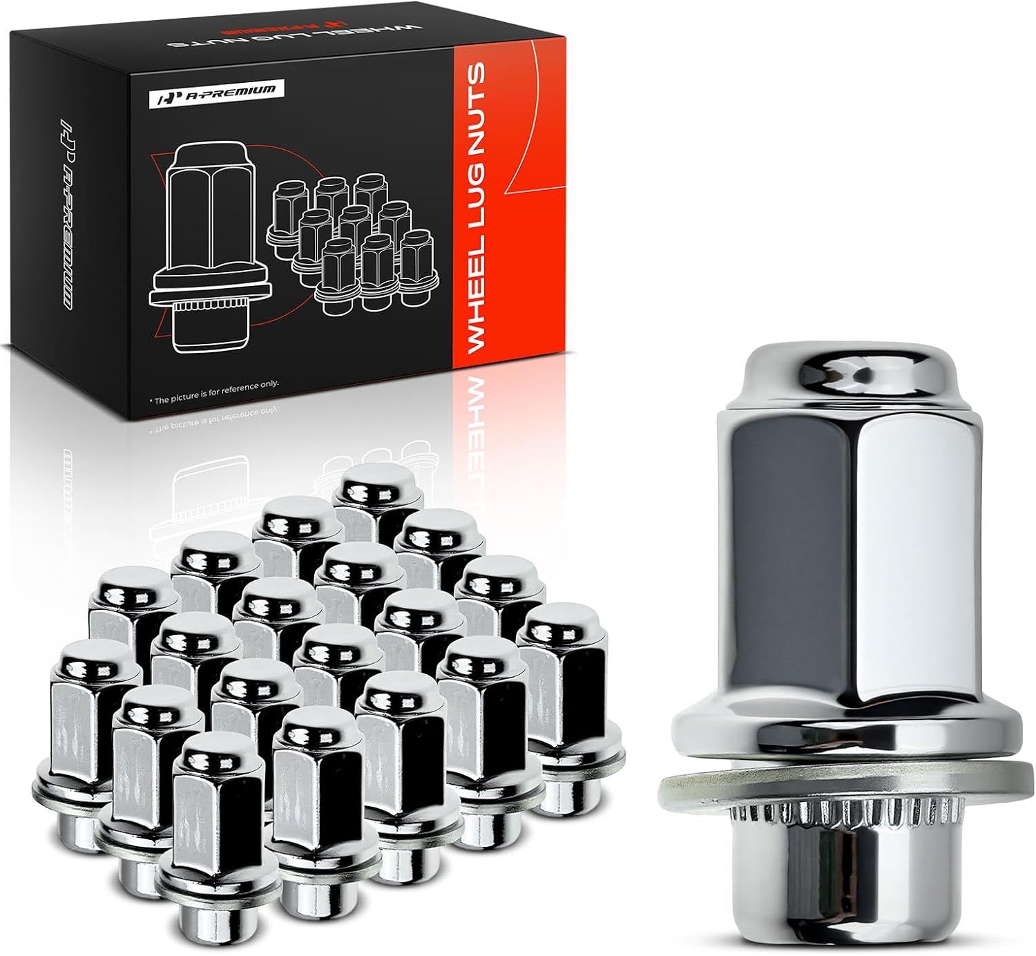 A-Premium 24pcs Wheel Lug Nuts M12 x 1.5 Chrome Flat Seat Mag Lug Nuts Compatible with Lexus GX460 GX470 Toyota Tacoma 4Runner Camry 9008017036