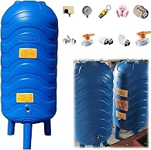 Tanques de agua a presión verticales azules de PE, Inicio Industrial Riego Presión Tanque Contenedor Barriles Presurizados Depósito de Almacenamiento de Agua 13.2 26.4 31.7 39.6 52.8 66 Galones de Cap