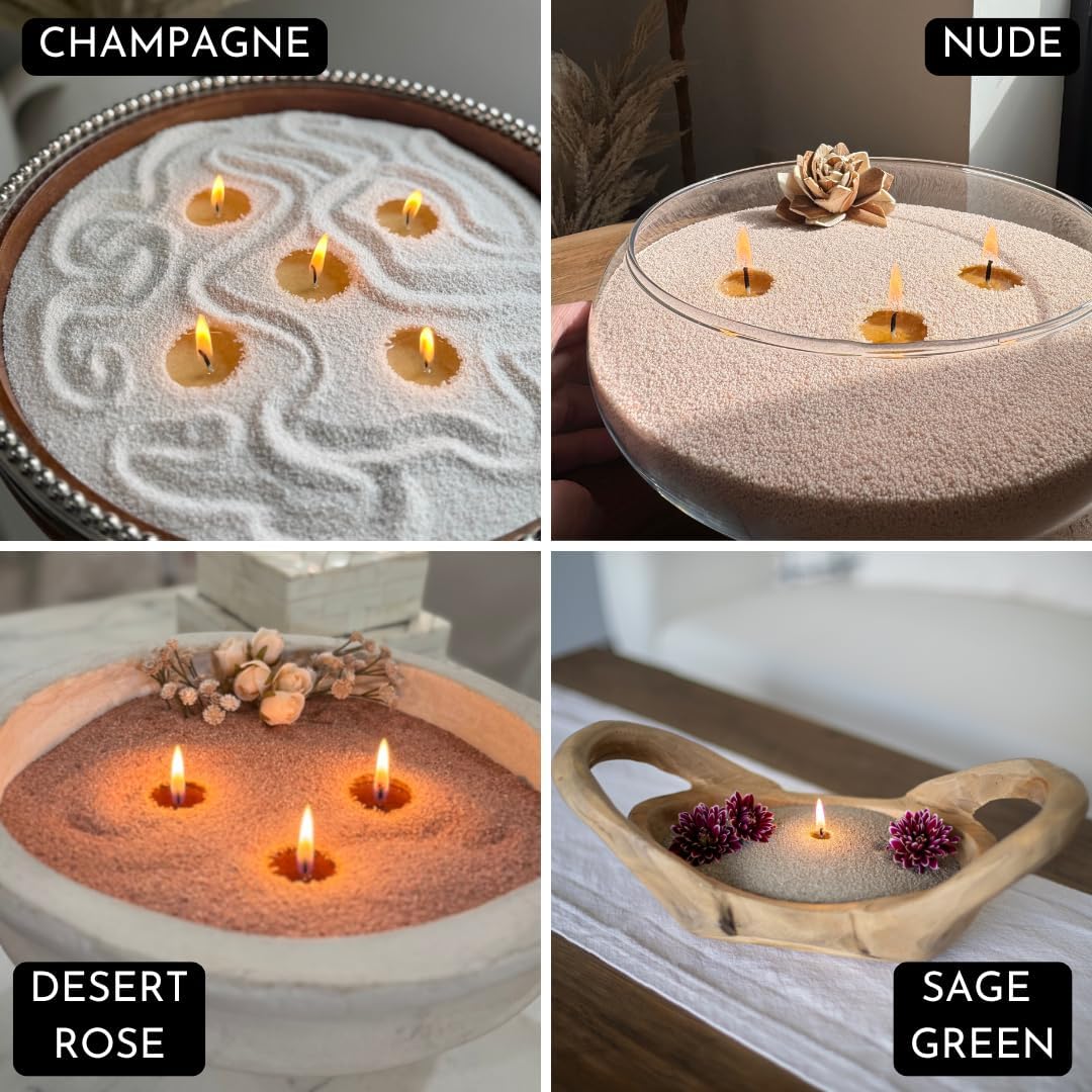 Foton Pearled Candle Refill Bag 16oz - Champagne Unscented Non Toxic Luxury Long Lasting Powder Candles - Refillable Candle Sand with 15 Wicks for Candle Making