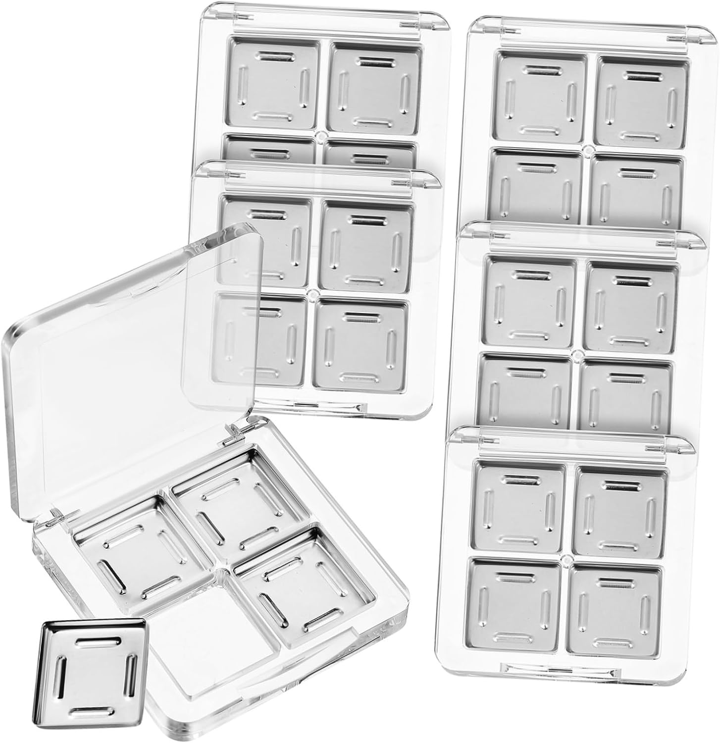 6pcs Transparent Makeup Palette Empty Eyeshadow Containers with Four Compartments Organized Storage for Eyeshadow and Highlighters Stylish Square Design for Easy Selection
