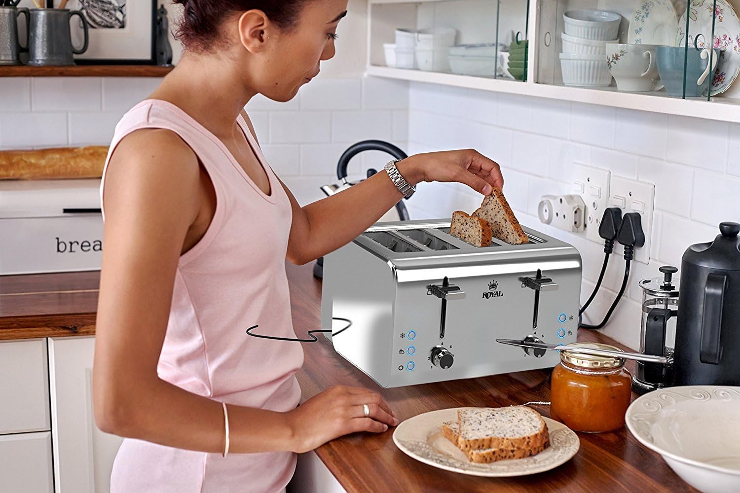 Royal 4-Slice Toaster - Super Powerful (850 Watts) Premium Stainless Steel