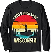 Summer Vacation Fishing Vintage Wisconsin Castle Rock Lake Long Sleeve T-Shirt