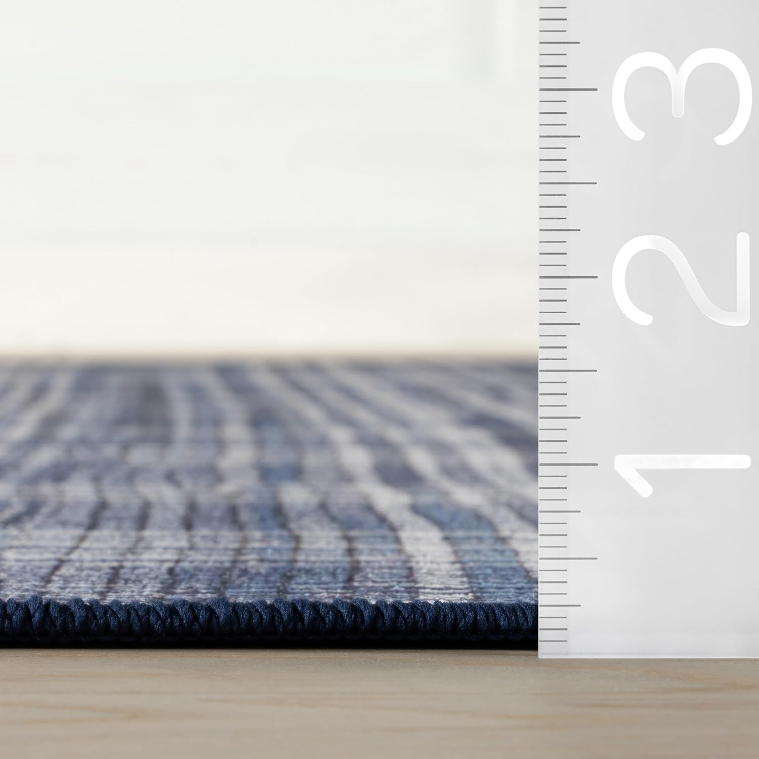 Dash & Albert Denim Plaid Blue Machine Washable Rug, 4 X 6 Feet, Blue/White Plaid Pattern